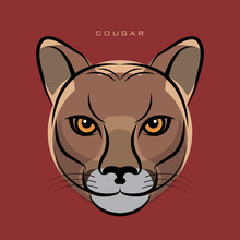 The Cougar, Also Known As The Puma Face Sign Or Symbol
