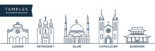Temples Of World Different Religions. Infographics. Religious Buildings