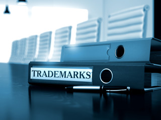 trademarks on ring binder. toned image. 3d.