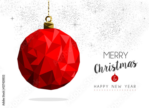 Foto-Kassettenrollo - Red christmas bauble ornament greeting card design (von Cienpies Design)