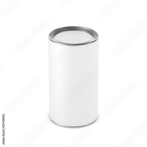 White Blank Tin Can Mockup Cylindrical Packaging With Metal Lid Tea Coffee 3d Rendering Stock Illustration Adobe Stock