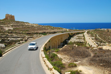 Seaside driving on Malta Island