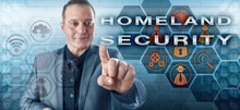Happy Male Agent Activating HOMELAND SECURITY
