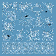 Spider web silhouette vector set