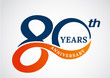 Template logo 80th anniversary years logo.-vector illustration