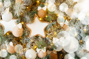 Wall Mural - christmas tree with decorations close-up