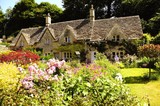 Fototapeta Most - English Country Cottage in the sunshine in Cotswolds, England, UK