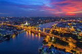 Fototapeta Londyn - Phra Phuttha Yodfa Bridge view of Bangkok