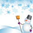 snowman with broom snow