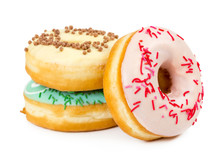 Three Donuts With Decorated Sprinkles