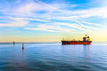 Wall Mural - Oil Tanker Ship and buoy in the sea.