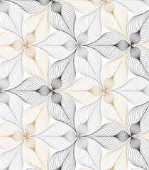 Abstract linear petal flower. Vector pattern