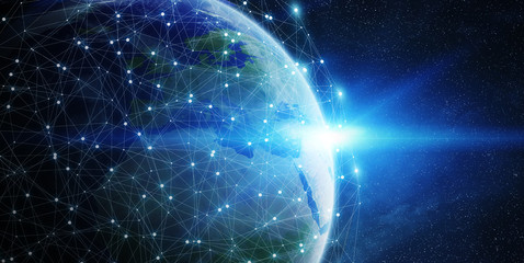 Aufkleber - Global network and data exchange over the world