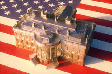 Fototapete - White House On USA Flag