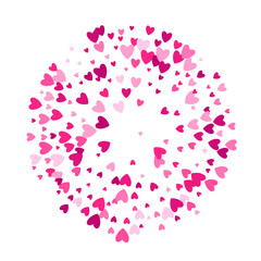 Wall Mural - Pink hearts round background template.