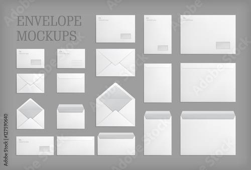 Cuadros en Lienzo Set of standard white paper envelopes for office document or message
