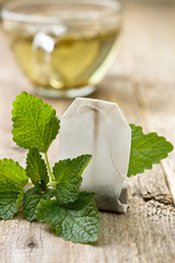 Wall Mural - tea bag with mint