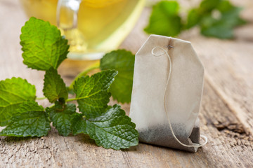 Wall Mural - tea bag with mint