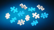 © sdecoret - Grey and blue puzzle pieces '3D rendering'