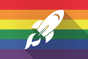 Sticker - Long shadow lgbt flag with a rocket