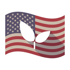 Wall Mural - Long shadow USA flag with a plant