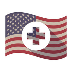 Poster - Long shadow USA flag with a round pharmacy sign