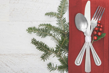 Wall Mural - Christmas Meal Table Setting Background