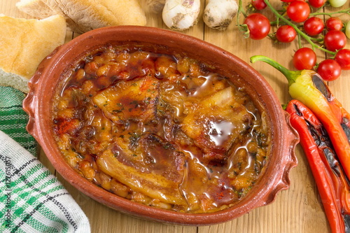 Fotografie, Obraz Cooked beans in a traditional pottery bowl