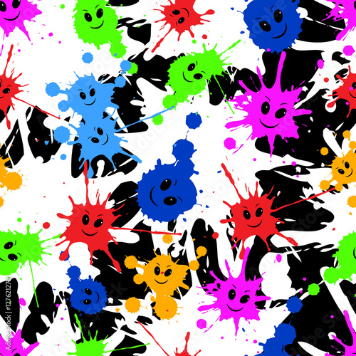 Seamless repeating pattern of colored blots.Vector