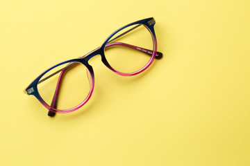 Blue-pink glasses with clear lenses