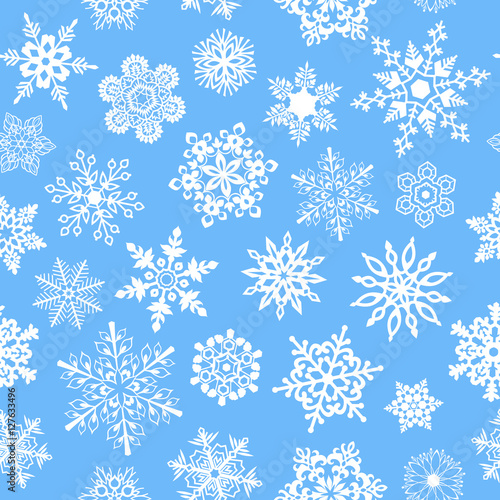 Materiał do szycia Schneeflocken nahtlose Muster für Weihnachten Verpackungen, Textilien, Tapeten-Vektor-Illustration.