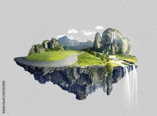 Fotografía Amazing island with grove floating in the air