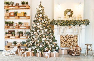 Wall Mural - christmas decor. christmas tree decorations homes