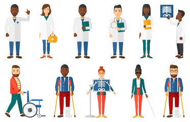 Sticker - Vector set of doctor characters and patients.