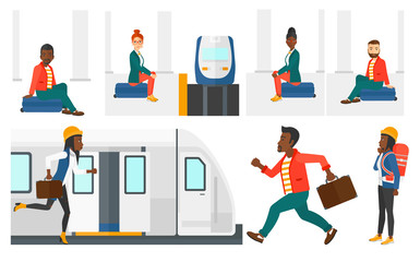 Poster - Transportation vector set with people traveling.