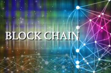 Block chain Text on Technology connection background, Distribute