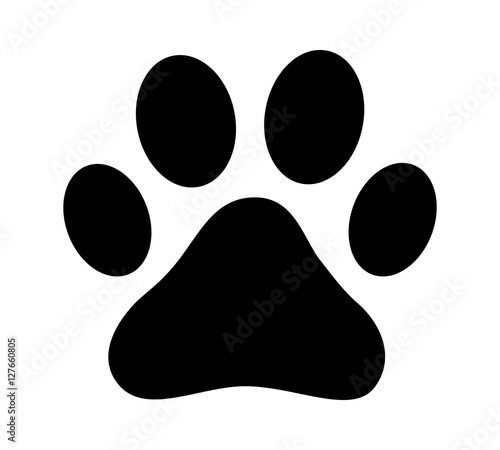 Fotomural Dog or cat paw print flat icon for animal apps and websites