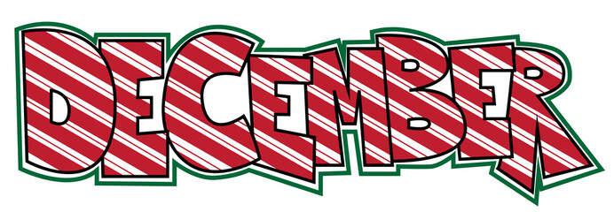 Canvas Print - Candy Cane December Lettering