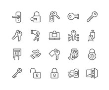 Line Keys And Locks Icons