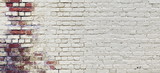Fototapeta Młodzieżowe - Vintage Wide Old Red White Brick Wall Texture Background
