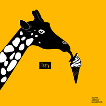 Ice Cream Vector. Ice Cream Icon. Giraffe Silhouette . Giraffe Image.