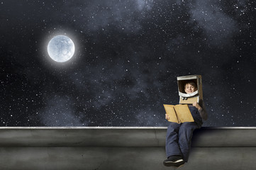 Wall Mural - He want to become astronaut . Mixed media