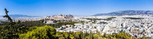 Athens, Greece, Panorama View Over The City And The Acropolis From Lycabettus Hill