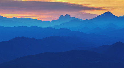 Beautiful sunset light in the spanish mountains (Serra d Entrepe