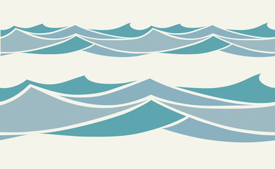 Wall Mural - Seamless pattern with stylized blue waves