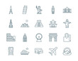 Set of landmarks, travel vector icons line style