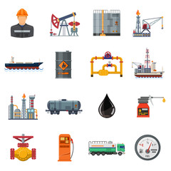 Oil industry Flat Icons Set