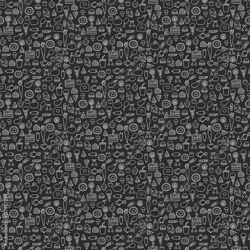 Doodles seamless pattern vector set.