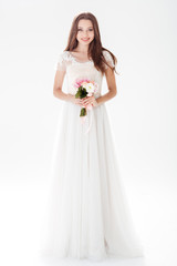 Canvas Print - Full-length portrait of happy bride