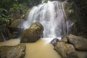 Wall Mural - Beautiful panorama of waterfalls in deep forest ,Malaysia